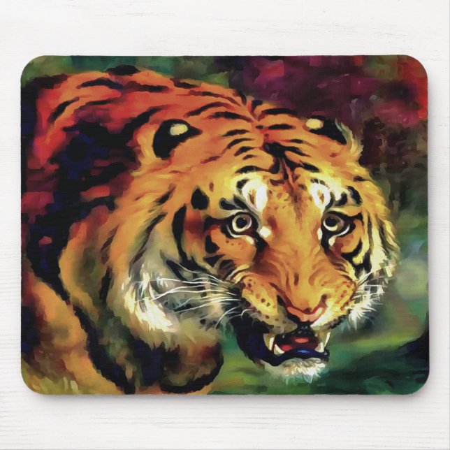 Snarling Tiger Artistic Porträtt Musmatta (Framsidan)