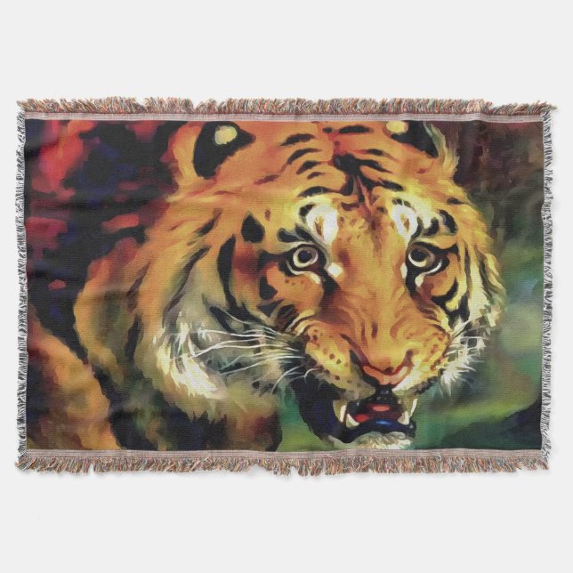 Snarling Tiger Artistic Porträtt Mysfilt (Framsidan)