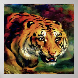 Snarling Tiger Artistic Porträtt Poster