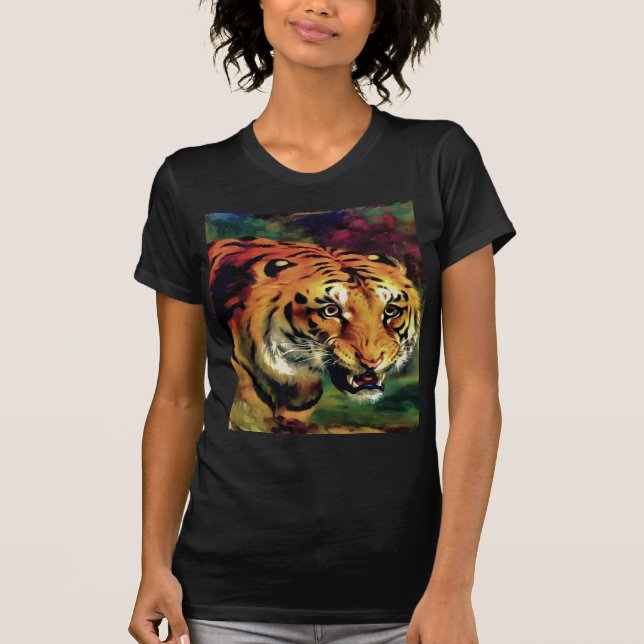 Snarling Tiger Artistic Porträtt Tee (Framsida)
