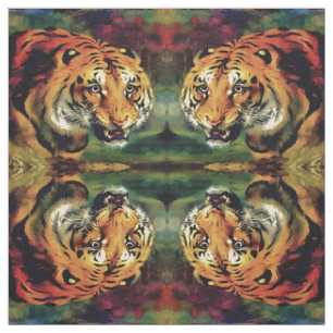 Snarling Tiger Artistic Porträtt Tyg