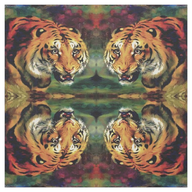 Snarling Tiger Artistic Porträtt Tyg (Provkarta)