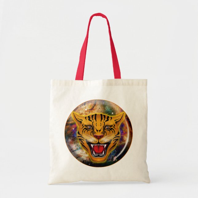 Snarling Tiger Nebula Tote Bag Tygkasse (Framsidan)