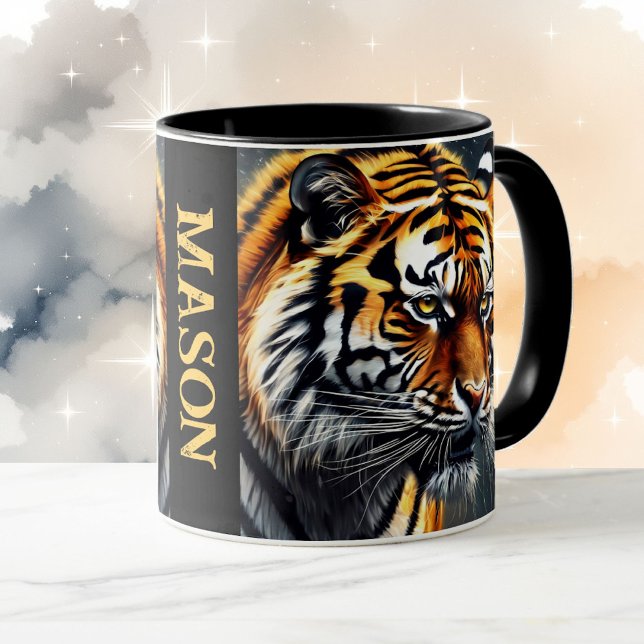 Snarling Tiger Personalize Namn Gift Coffee Mugg (Skapare uppladdad)