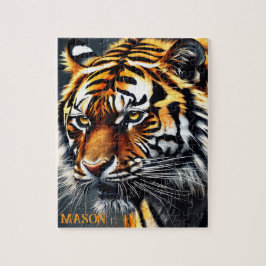 Snarling Tiger Personlig Namn Gift Pussel