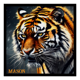 Snarling Tiger Personlig Namn Perfect Poster