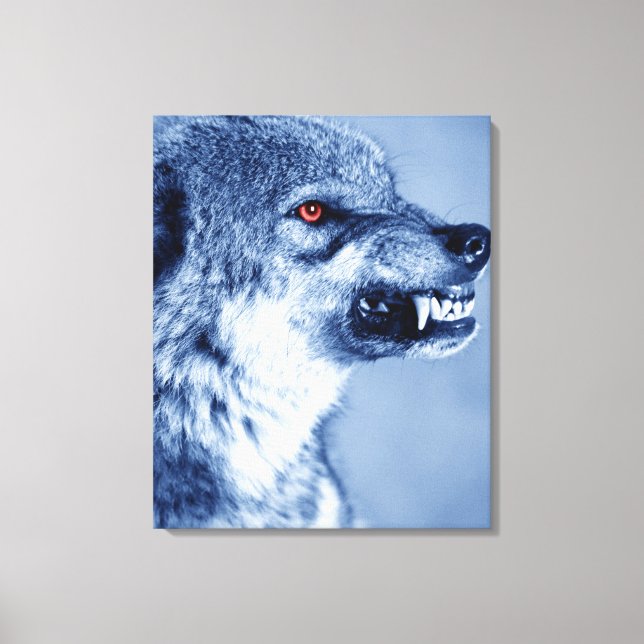 Snarling varg (Canis Lupus), profil (Digital Digit Canvastryck (Framsida)