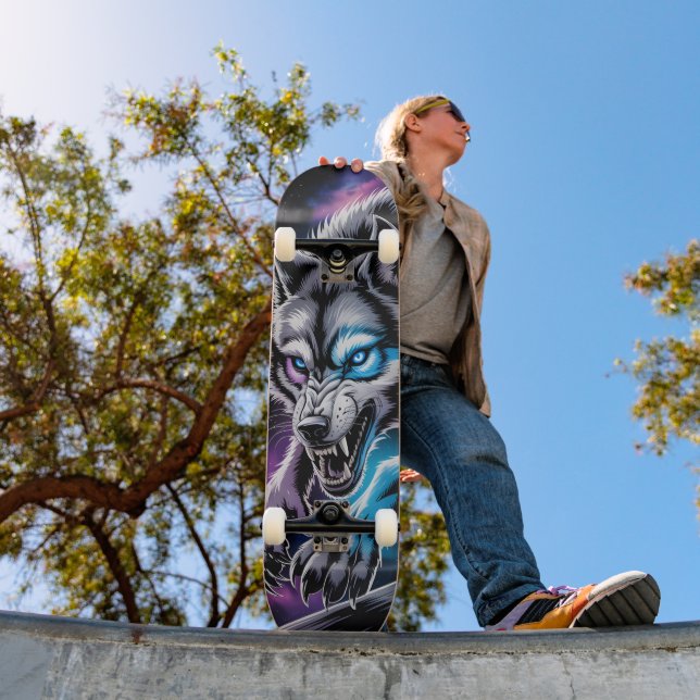  Snarling wolf head Skateboard  (Utomhus 1)