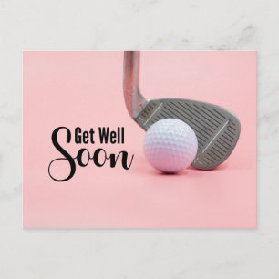 Snart återställd för kvinna Golfare rosa tema Vykort