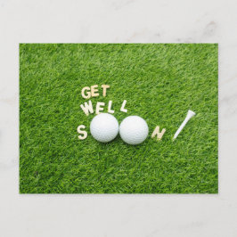 Snart återställd golfare med två golfbollar och te vykort