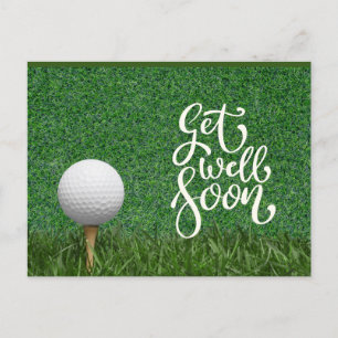 Snart återställd med golfboll på green för golfare vykort