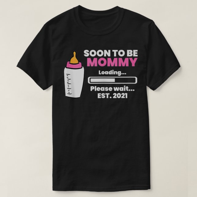 Snart att bli Mamma Est 2021 Gravid Reveal Mamma L T Shirt (Design framsida)