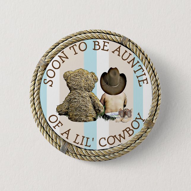 Snart att vara Moster i en Lil Cowboyknapp Knapp (Framsida)