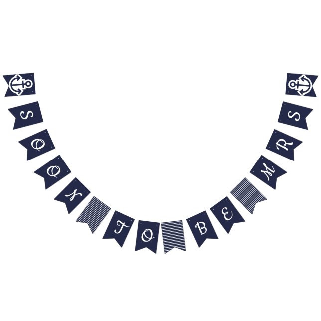 Snart att vara Mrs Nautical Bunting Vimplar (Alla)