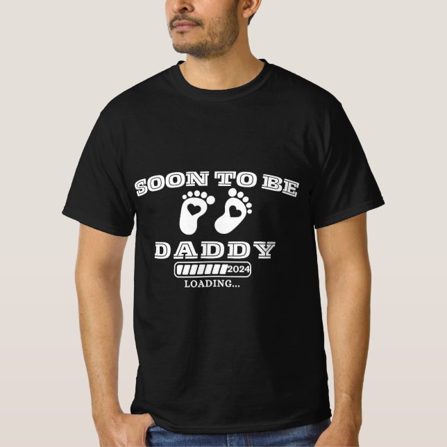 Snart att vara pappa Est.2024 Ny pappa-Gravid T Shirt (Framsida)