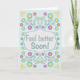 Snart Bättre Blommig & Mjuk Grön Lyckönskningskort Kort