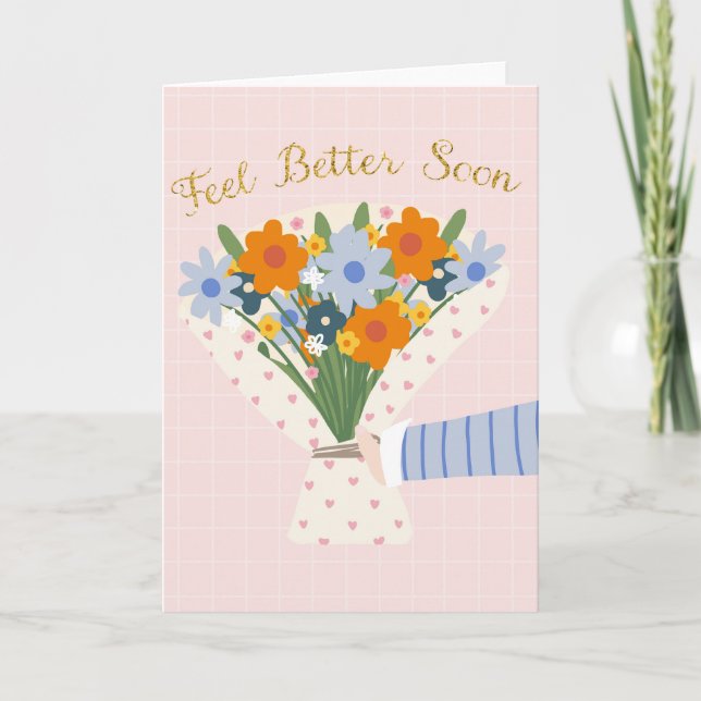 Snart Bättre Blomsterbukett Från Oss Kort (Framsida)