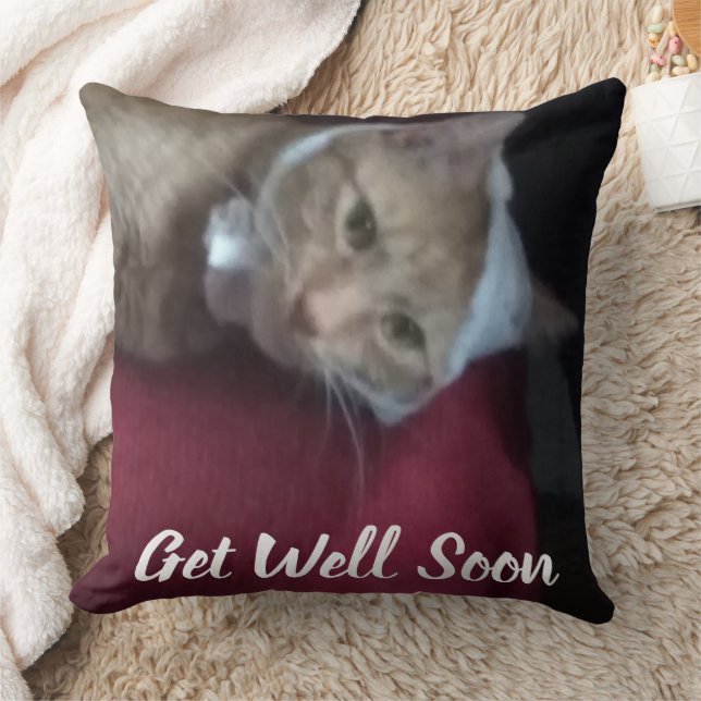 Snart Bättre Katt Citat Humor Foto  Kudde (Filt)