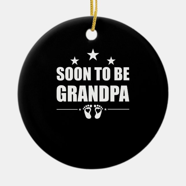 Snart blir du farfar/farmor Bebisannonsering Julgransprydnad Keramik (Framsidan)