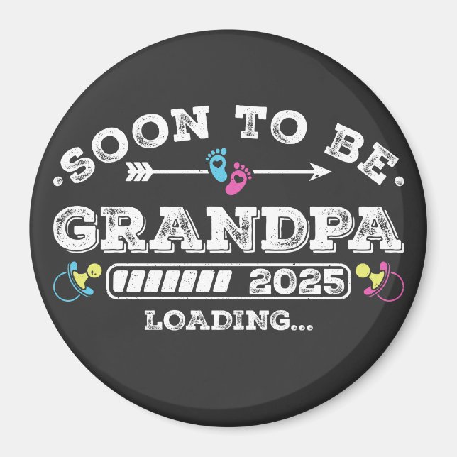 Snart blir farfar 2025 Laddar cirkel Magnet (Framsidan)