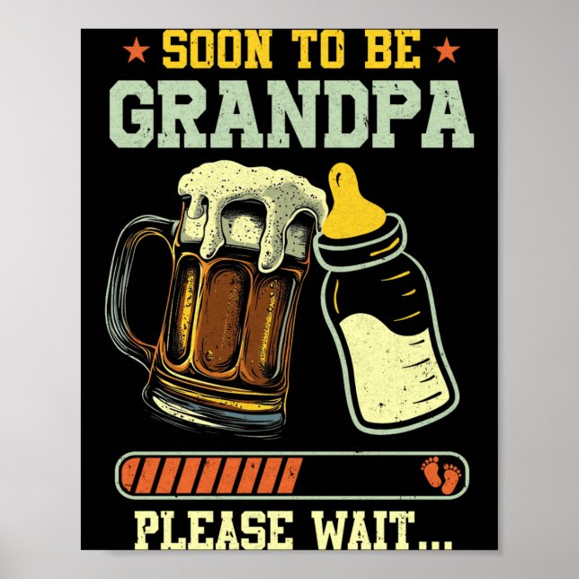 Snart blir farfar Est 2025 graviditetsmeddelande Poster (Framsidan)