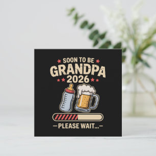 Snart blir farfar Est 2026 Baby-meddelande Inbjudningar
