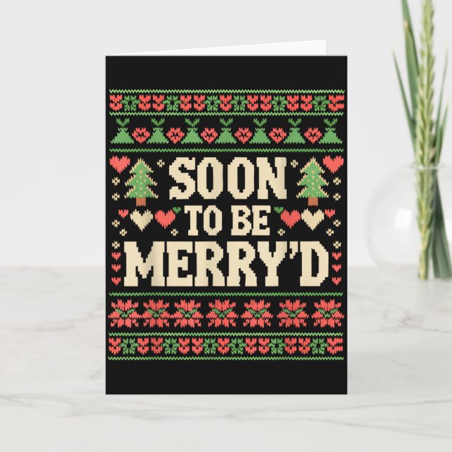 Snart Blir Glada Förlovade Par Matchande Fula Jul Kort (Framsida)