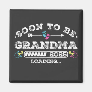 Snart blir mormor 2025 Laddar Fyrkant Magnet