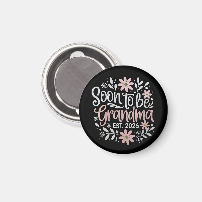 Snart blir mormor 2026 Graviditetsmeddelande Magnet (Front/Back)
