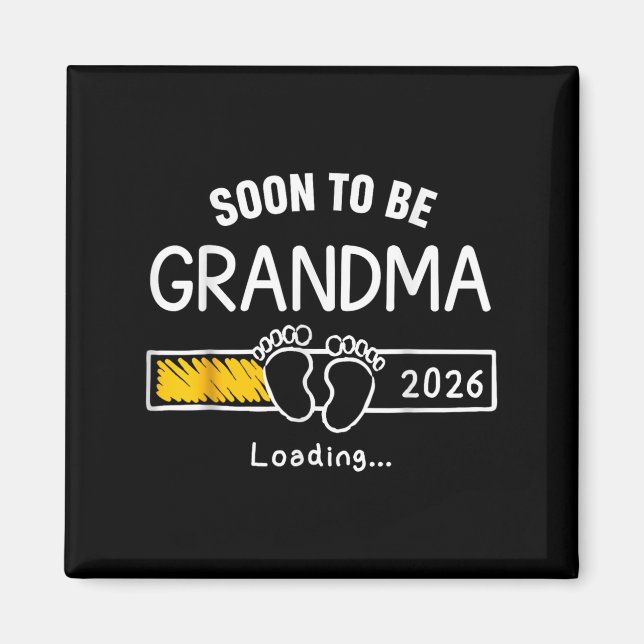 Snart blir mormor 2026 Laddar graviditetsmeddeland Magnet (Framsidan)