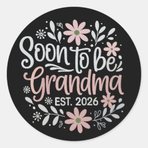 Snart blir mormor beräknat 2026 Graviditetsannonse Runt Klistermärke