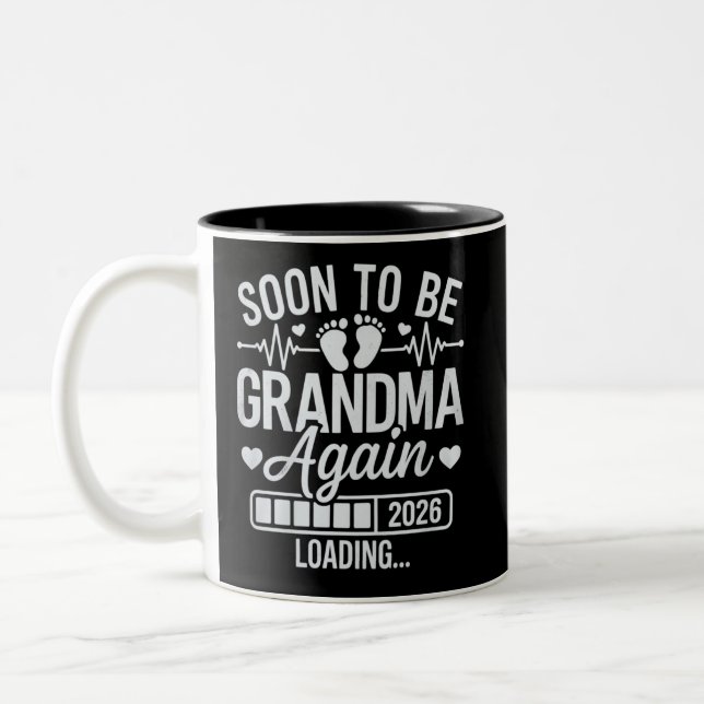 Snart blir mormor igen 2026 Laddar graviditet  Två-Tonad Mugg (Vänster)