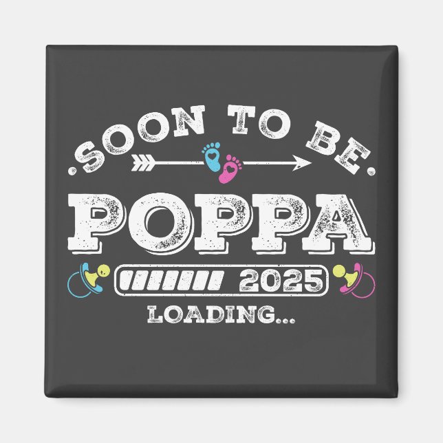 Snart blir pappa 2025 Laddar fyrkant Magnet (Framsidan)