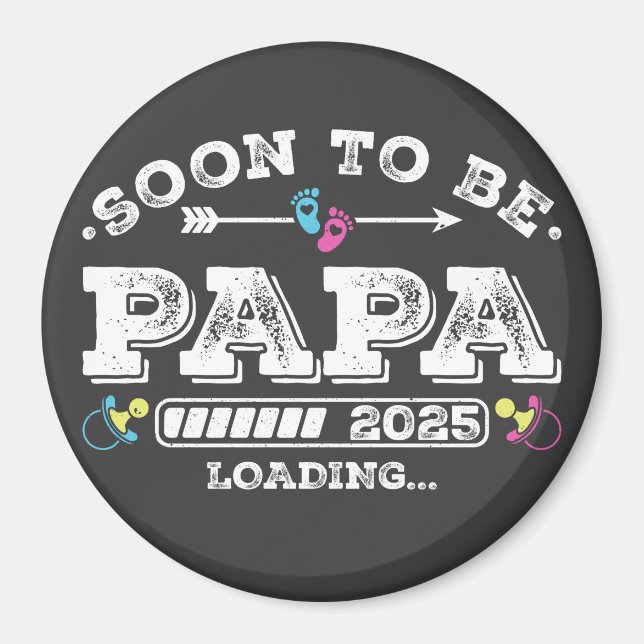 Snart blivande pappa 2025 Laddar cirkel Magnet (Framsidan)
