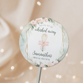 Snart bortförd rosa blommig bröllopsfest runt klistermärke
