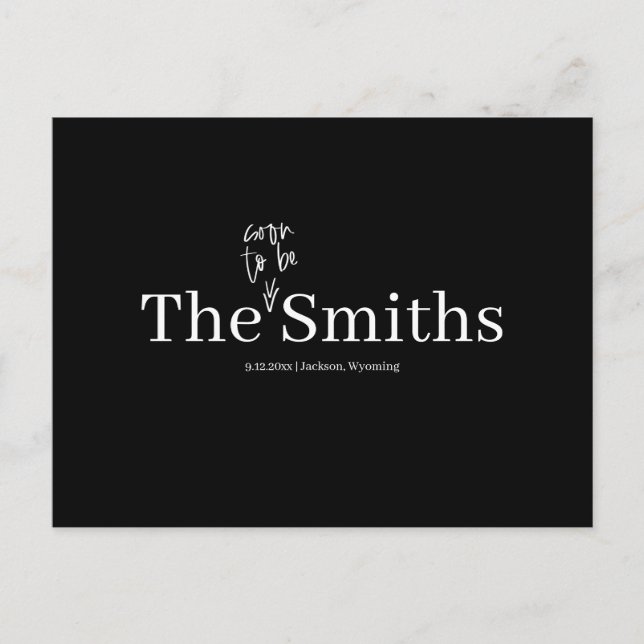 Snart Ditt Namn Bröllop Spara Datum Meddelande Vykort (Framsida)