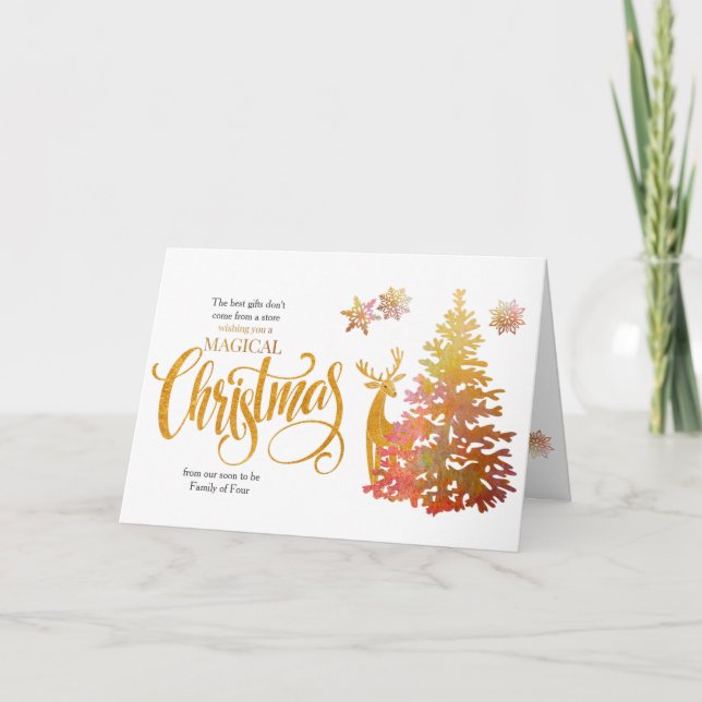 Snart för att vara familj i fyra Guld Julgran Helgkort (Framsida)