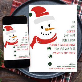 Snart för att vara familj i fyra Snögubbe-Gravider Julkort