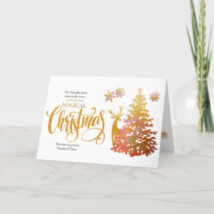 Snart för att vara familj i tre Guld Julgran Helgkort