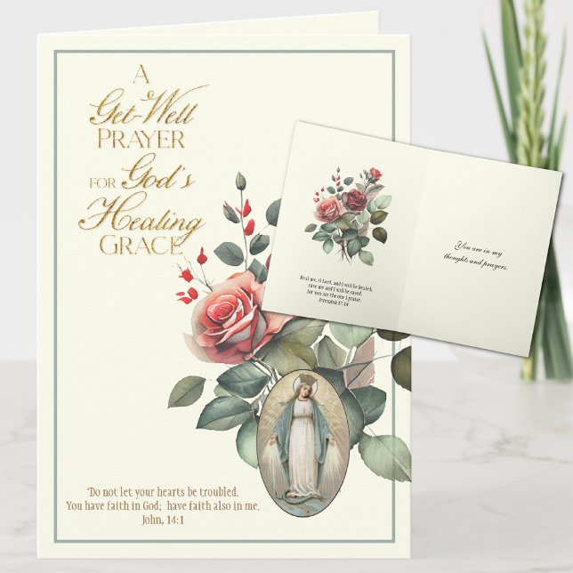 Snart Frisk Helande Bön Rosor Jungfru Maria Kort (Skapare uppladdad)
