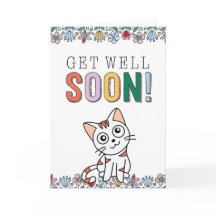 Snart Frisk Igen Kort Med Söta Katt