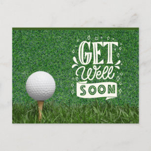 Snart frisk igen med golfboll på green för golfare vykort