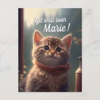 Snart frisk liten kattunge med halsduk, kan anpass vykort