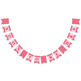 Snart fru Retro röda och rosa ränder Vimplar