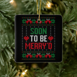 Snart gifta Merry'd jul brud & brudgum Julgransprydnad Keramik
