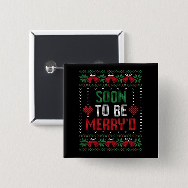 Snart gifta Merry'd jul brud och brudgum Knapp (Framsida & baksida)