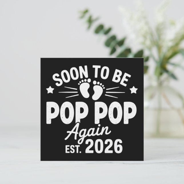Snart kommer att bli Pop Pop igen est. 2026 Gravid Inbjudningar (Stående Fram)