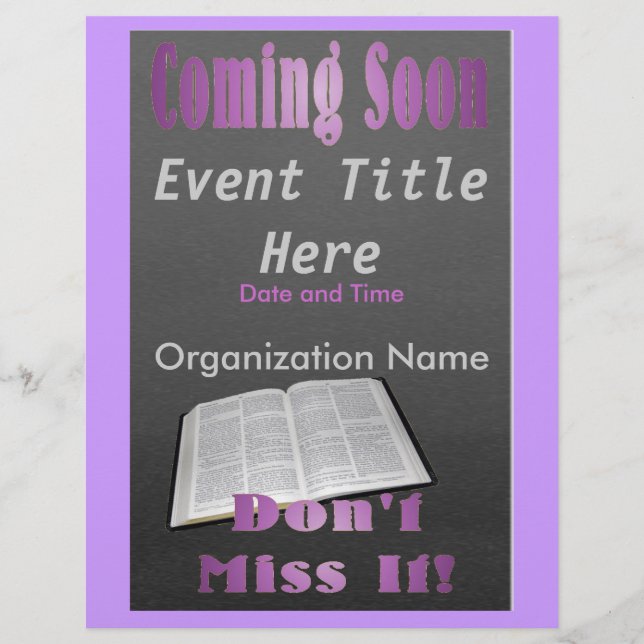 Snart kommer Flyer-Lila Reklamblad (Framsidan)