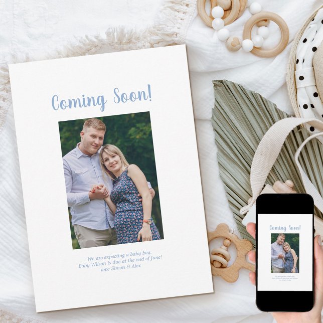 Snart kommer Graviden Photo Blue Push Script Meddelande (Skapare uppladdad)