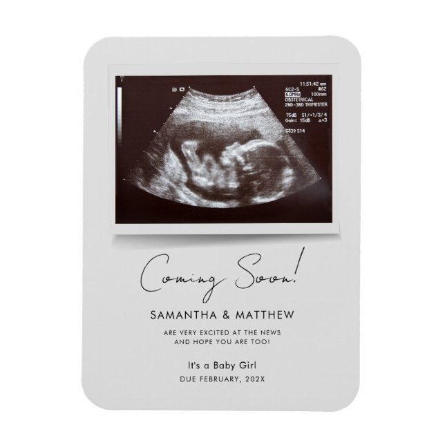 Snart kommer Photo Baby Scan Sonogram Gravid Magnet (Vertikal)